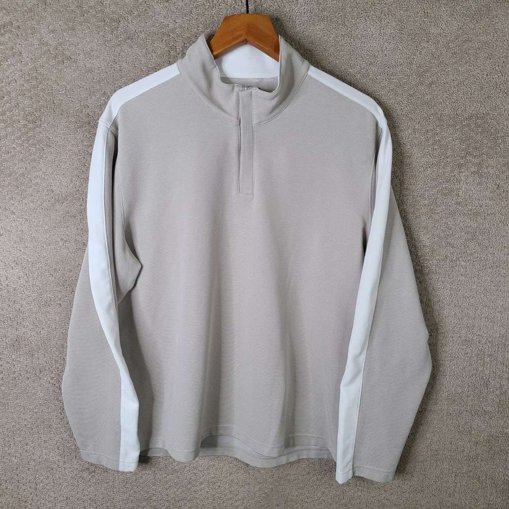 Alfani Shirt Mens XL Beige Quarter Zip Pullover Stretch Polyester Long Sleeve